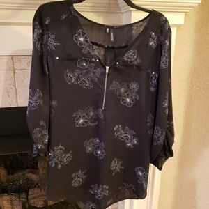 3/4 Sleeve Semi Sheer Blouse